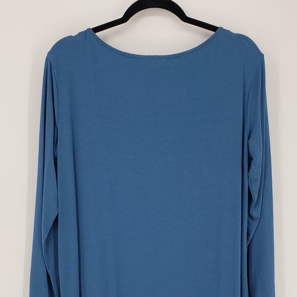 J. Jill Wearever Collection Jersey Shift Dress M Long Sleeve Pockets Blue - Picture 6 of 8